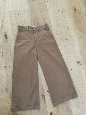 Everlane women's Cropped Wide-Leg Chinos in Brown Tan, size 2